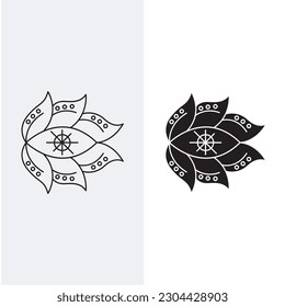 mystical eye with circling leaves logo design template sign. monogram style and silhouette stylish.