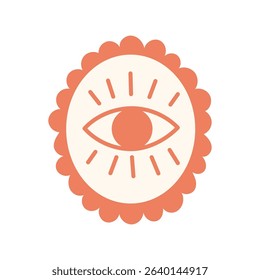 Mystical eye icon in scalloped frame