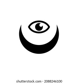 Mystical eye logo with crescent moon