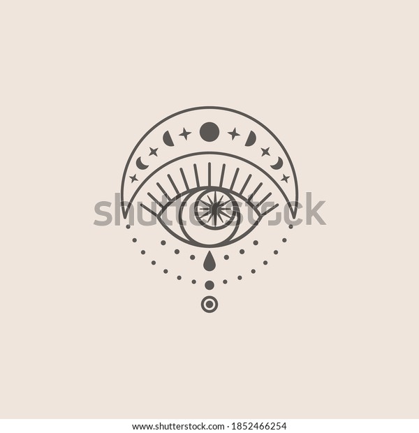 Mystical Eye Moon Icon Trending Minimal Stock Vector Royalty Free