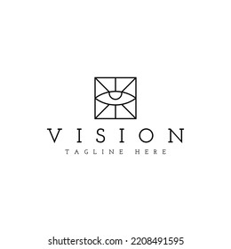 mystical eye square line art vector logo design