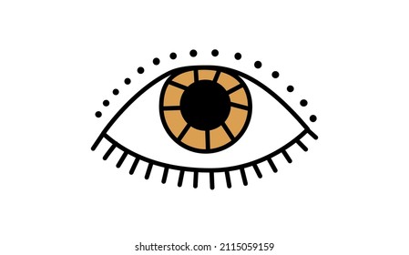 Mystical eyes in line art style on . ritual sign. Magic rite. T-shirt print.