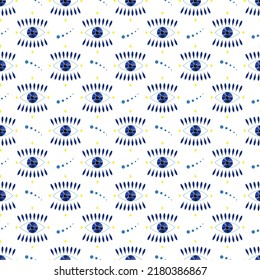 Mystical eyes ornament. Vector pattern. For textiles, prints, packaging, scrapbooking, covers and brochures, flyers, gift shops.