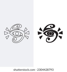 mystical eyes with tendrils circling logo design template sign. lineart style and silhouette stylish.