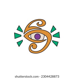mystical eyes with tendrils circling logo design template sign. solid color style,