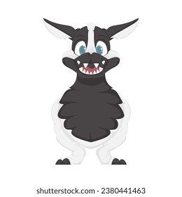 Mystical, fabulous funny black dinosaur. Cartoon style