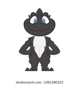 Mystical, fabulous funny black dinosaur. Cartoon style