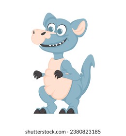 Mystical, fabulous funny blue dinosaur. Cartoon style