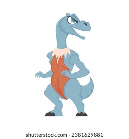 Mystical, fabulous funny blue dinosaur. Cartoon style