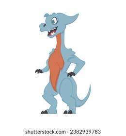 Mystical, fabulous funny blue dinosaur. Cartoon style