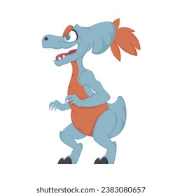 Mystical, fabulous funny blue dinosaur. Cartoon style