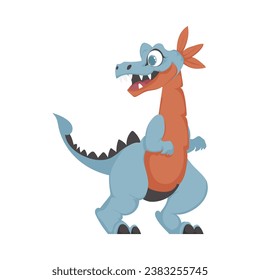 Mystical, fabulous funny blue dinosaur. Cartoon style