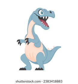 Mystical, fabulous funny blue dinosaur. Cartoon style