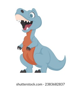 Mystical, fabulous funny blue dinosaur. Cartoon style