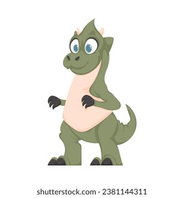 Mystical, fabulous funny green dinosaur. Cartoon style