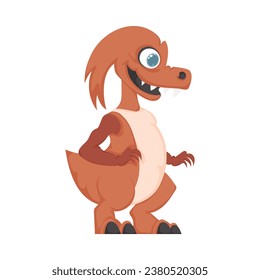 Mystical, fabulous funny orange dinosaur. Cartoon style