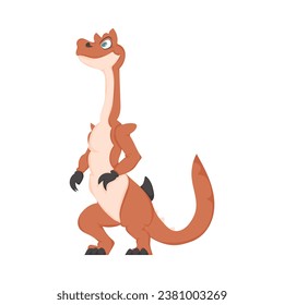 Mystical, fabulous funny orange dinosaur. Cartoon style