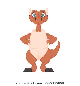 Mystical, fabulous funny orange dinosaur. Cartoon style