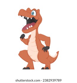 Mystical, fabulous funny orange dinosaur. Cartoon style