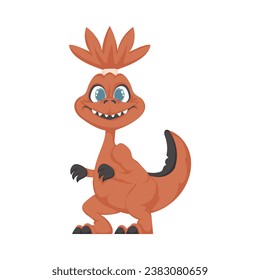 Mystical, fabulous funny orange dinosaur. Cartoon style