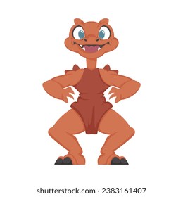 Mystical, fabulous funny orange dinosaur. Cartoon style