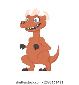 Mystical, fabulous funny orange dinosaur. Cartoon style