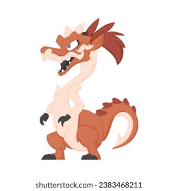Mystical, fabulous funny orange dinosaur. Cartoon style