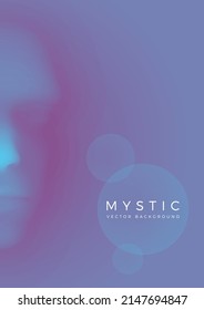 Mystical face in liquid or fog. Abstract vector background.