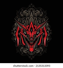 Mystical fantasy dragon head vector illustration