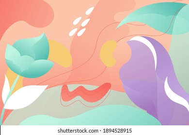 mystical fantasy forest flowers gradient colors background illustration. Great images for wall art posters, greeting cards or book covers