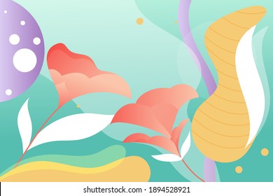 mystical fantasy forest flowers gradient colors background illustration. Great images for wall art posters, greeting cards or book covers