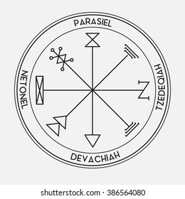 Mystical Figure of Solomon the king. First Pentacle of Jupiter. Around it are the Names of the Angels. Itâ??s can be used as magic talisman or amulet, in tattoo art, logo, prints.