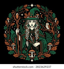 A mystical forest witch