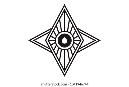 Mystical geometry symbol. Linear alchemy, occult, philosophical sign. For music album cover, poster, flyer, sacramental logo design. Astrology, imagination, creativity, superstition, religion concept.