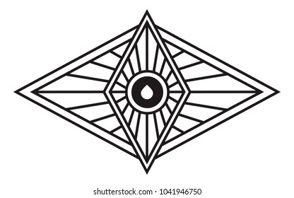 Mystical geometry symbol. Linear alchemy, occult, philosophical sign. For music album cover, poster, flyer, sacramental logo design. Astrology, imagination, creativity, superstition, religion concept.