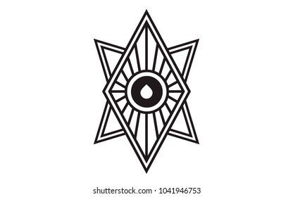 Mystical geometry symbol. Linear alchemy, occult, philosophical sign. For music album cover, poster, flyer, sacramental logo design. Astrology, imagination, creativity, superstition, religion concept.