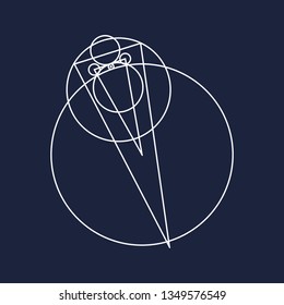 Mystical geometry symbol. Linear alchemy, occult, philosophical sign. For music album cover, poster, sacramental design. Astrology and religion concept.