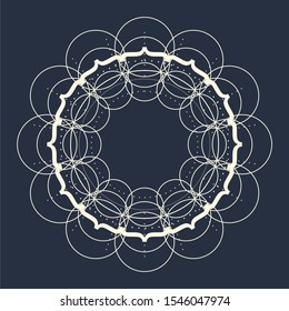 Mystical geometry symbol. Linear alchemy, occult, philosophical sign. For music album cover, poster, sacramental design. Astrology and religion concept.