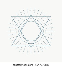 Mystical geometry symbol. Linear alchemy, occult, philosophical sign. For music album cover, poster, sacramental design. Astrology and religion concept.