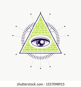 Mystical geometry symbol. Linear alchemy or occult philosophical sign. For music album cover, poster, sacramental design. Astrology and religion concept.