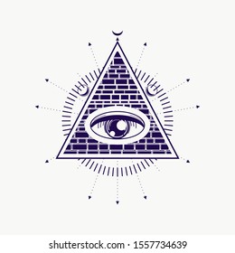 Mystical geometry symbol. Linear alchemy, occult, philosophical sign. For music album cover, poster, sacramental design. Astrology and religion concept.