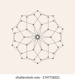 Mystical geometry symbol. Linear alchemy, occult, philosophical sign. For music album cover, poster, sacramental design. Astrology and religion concept.