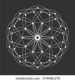 Mystical geometry symbol. Linear alchemy, occult, philosophical sign. For music album cover, poster, sacramental design. Astrology and religion concept.