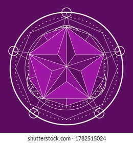 Mystical geometry symbol. Linear alchemy, occult, philosophical sign. Astrology and religion concept. Platonic solid design.