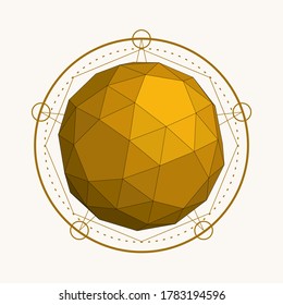 Mystical geometry symbol. Linear alchemy, occult, philosophical sign. Astrology and religion concept. Platonic solid design.