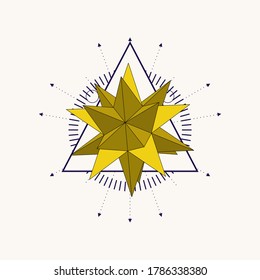 Mystical geometry symbol. Linear alchemy, occult, philosophical sign. Astrology and religion concept. Platonic solid design.