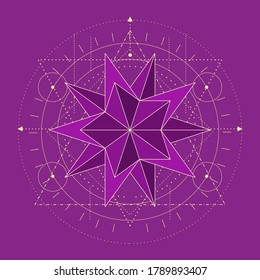 Mystical geometry symbol. Linear alchemy, occult, philosophical sign. Astrology and religion concept. Platonic solid design.