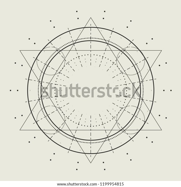 Mystical geometry symbol. Linear\
alchemy, occult, philosophical sign. For music album cover, poster,\
sacramental design. Astrology and religion\
concept.
