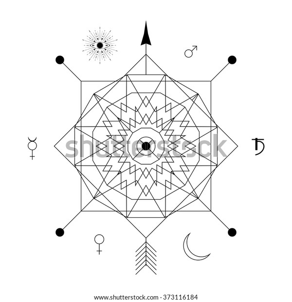 Mystical Geometry Symbol Linear Alchemy Occult Stock Vector (Royalty ...