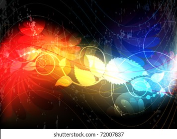 Mystical glowing floral background